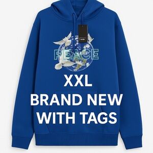 Genuine brand Blue Hoodie with Peace Design